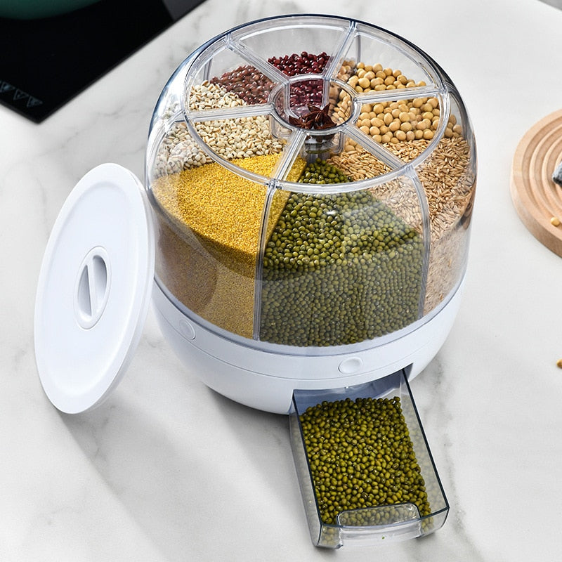 360 Degree Rotating Moisture-proof Rice Sealed Dry Cereal Grain Bucket Dispenser